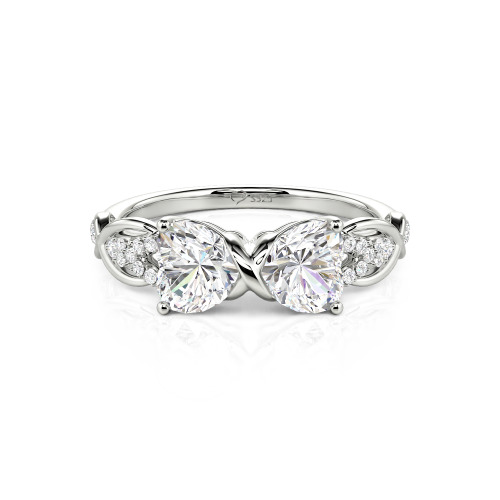 Jeulia Custom Double Heart Infinity Ring Sterling Silver