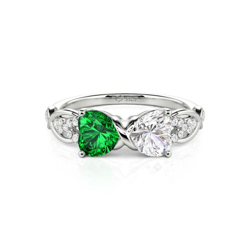 Jeulia Custom Double Heart Infinity Ring Sterling Silver