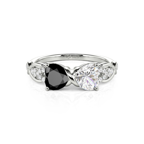 Jeulia Custom Double Heart Infinity Ring Sterling Silver