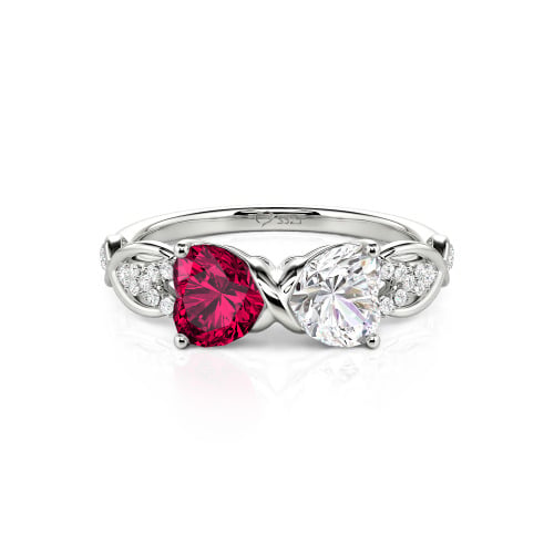 Jeulia Custom Double Heart Infinity Ring Sterling Silver