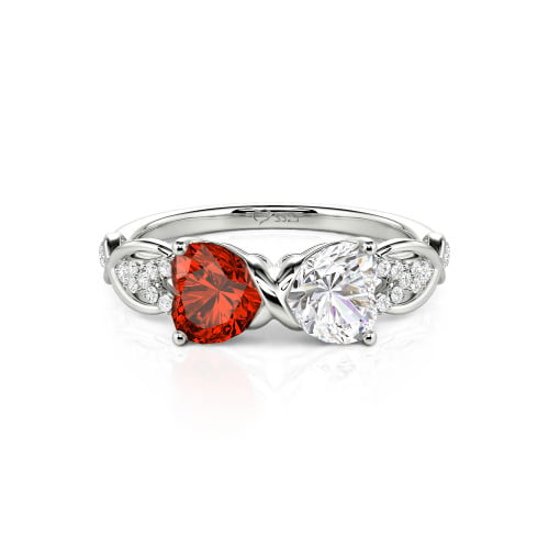 Jeulia Custom Double Heart Infinity Ring Sterling Silver