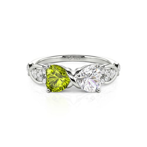 Jeulia Custom Double Heart Infinity Ring Sterling Silver