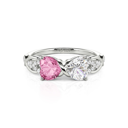 Jeulia Custom Double Heart Infinity Ring Sterling Silver