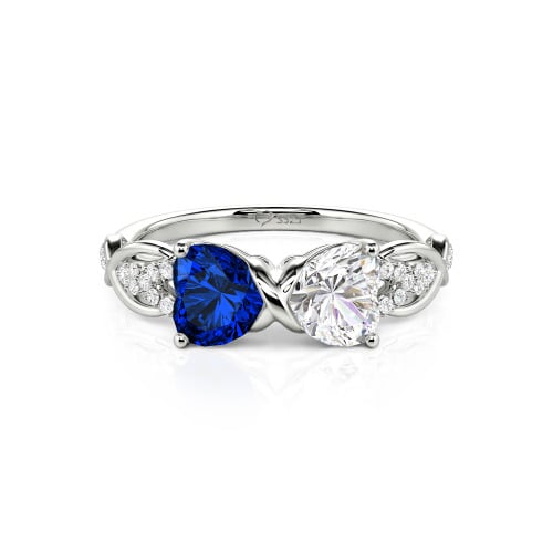 Jeulia Custom Double Heart Infinity Ring Sterling Silver