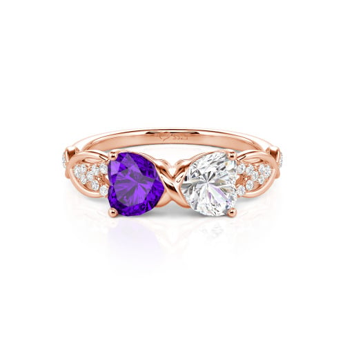 Jeulia Custom Double Heart Infinity Ring Sterling Silver