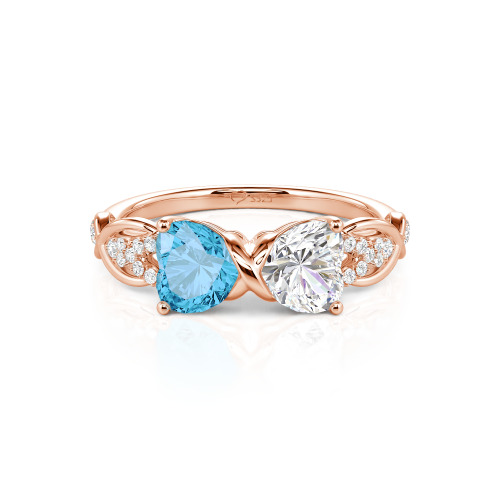 Jeulia Custom Double Heart Infinity Ring Sterling Silver