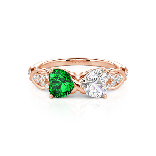 Jeulia Custom Double Heart Infinity Ring Sterling Silver