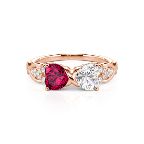 Jeulia Custom Double Heart Infinity Ring Sterling Silver