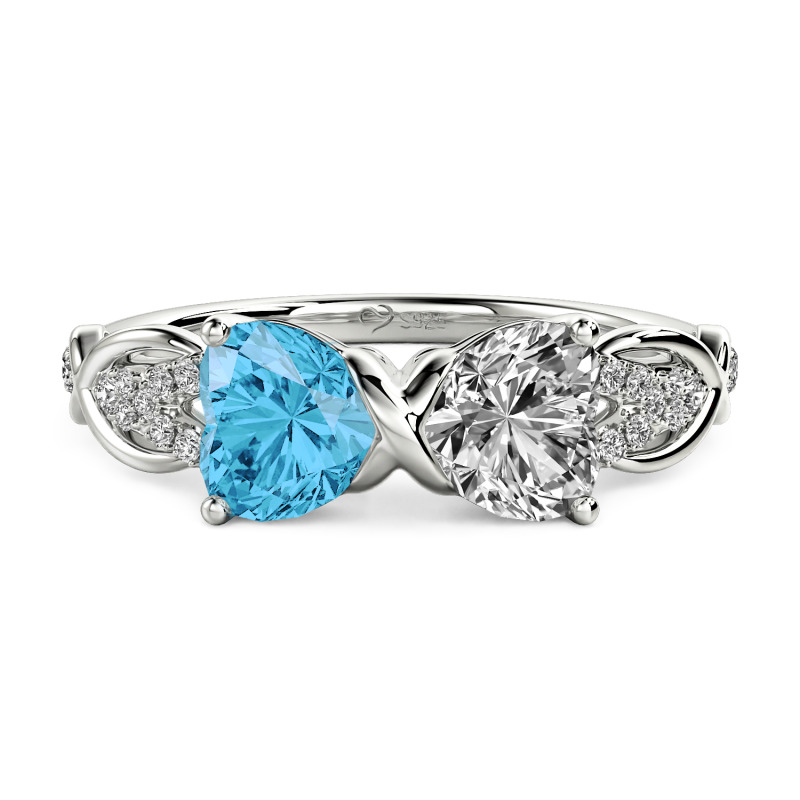 Jeulia Custom Double Heart Infinity Ring Sterling Silver