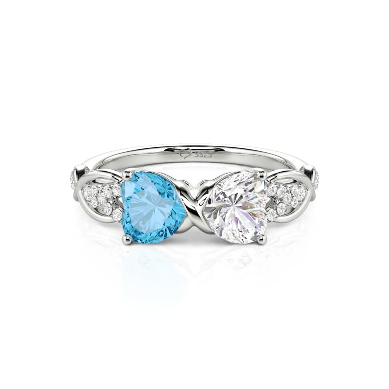 Jeulia Custom Double Heart Infinity Ring Sterling Silver