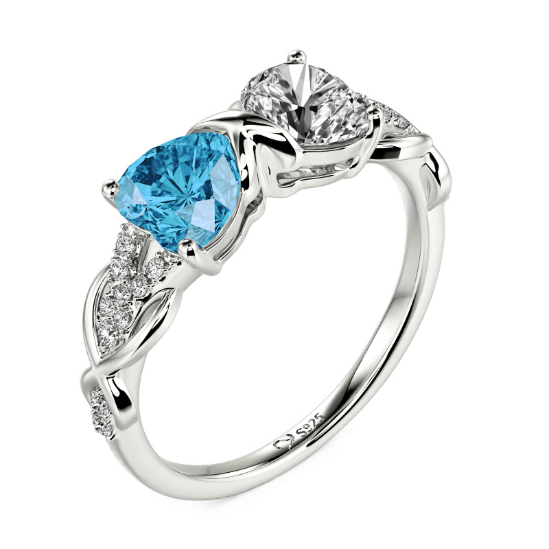 Jeulia Custom Double Heart Infinity Ring Sterling Silver