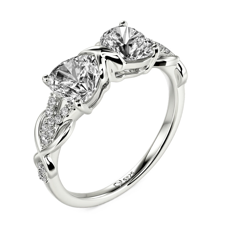 Jeulia Anillo Infinito Doble Corazón Personalizado en Plata Esterlina