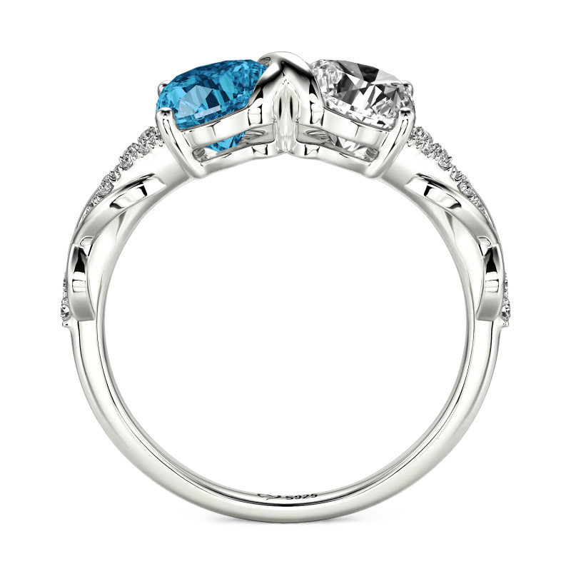 Jeulia Custom Double Heart Infinity Ring Sterling Silver