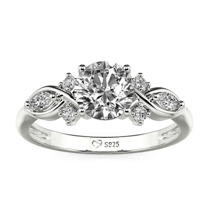 Jeulia 10K/14K/18K Gold Platinum Round Infinity Engagement Ring