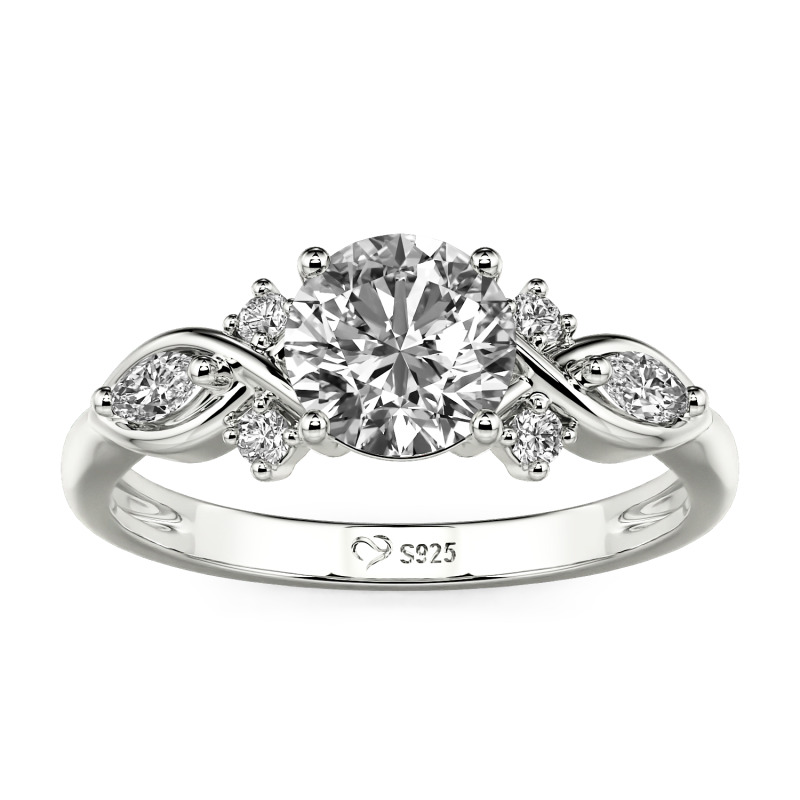 Jeulia Two Tone Custom Three Stone Ring with Birthstone
