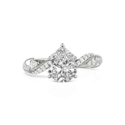 Jeulia Bypass Twisted Vine Custom Pear Shaped Engagement Ring