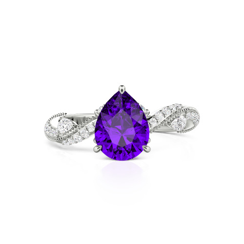 Jeulia Bypass Twisted Vine Custom Pear Shaped Engagement Ring