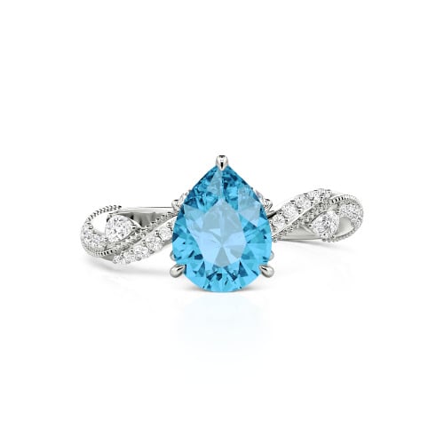 Jeulia Bypass Twisted Vine Custom Pear Shaped Engagement Ring