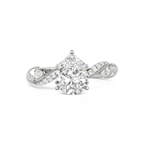 Jeulia Bypass Twisted Vine Custom Pear Shaped Engagement Ring