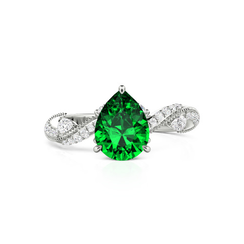 Jeulia Bypass Twisted Vine Custom Pear Shaped Engagement Ring