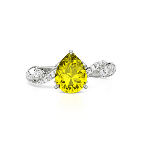 Jeulia Bypass Twisted Vine Custom Pear Shaped Engagement Ring