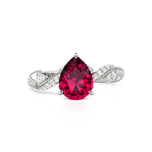 Jeulia Bypass Twisted Vine Custom Pear Shaped Engagement Ring