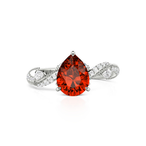 Jeulia Bypass Twisted Vine Custom Pear Shaped Engagement Ring