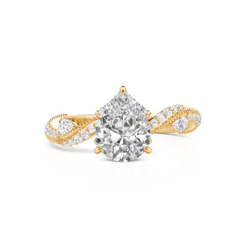 Jeulia Bypass Twisted Vine Custom Pear Shaped Engagement Ring