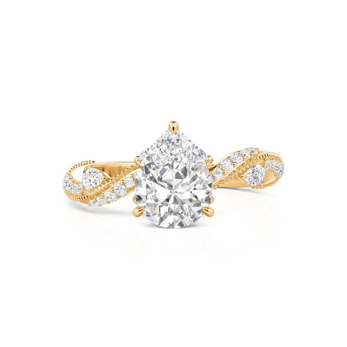 Jeulia Bypass Twisted Vine Custom Pear Shaped Engagement Ring