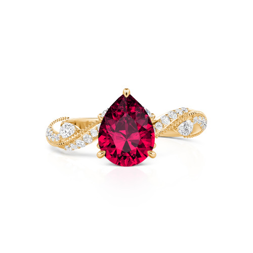 Jeulia Bypass Twisted Vine Custom Pear Shaped Engagement Ring