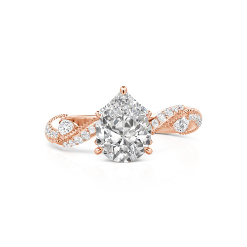 Jeulia Bypass Twisted Vine Custom Pear Shaped Engagement Ring