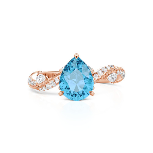 Jeulia Bypass Twisted Vine Custom Pear Shaped Engagement Ring
