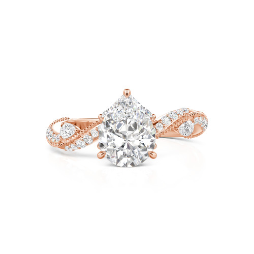 Jeulia Bypass Twisted Vine Custom Pear Shaped Engagement Ring