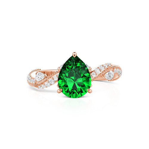 Jeulia Bypass Twisted Vine Custom Pear Shaped Engagement Ring