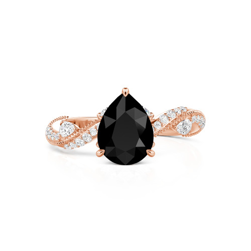 Jeulia Bypass Twisted Vine Custom Pear Shaped Engagement Ring