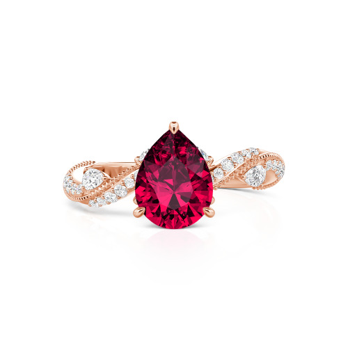 Jeulia Bypass Twisted Vine Custom Pear Shaped Engagement Ring