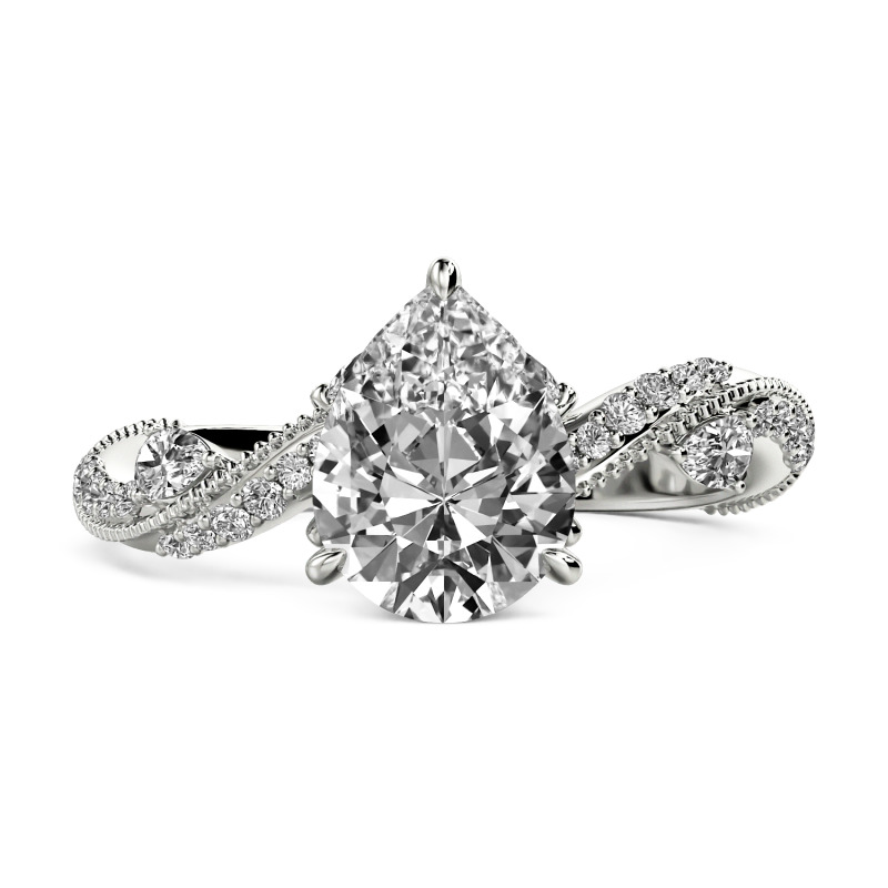 Jeulia Bypass Twisted Vine Custom Pear Shaped Engagement Ring