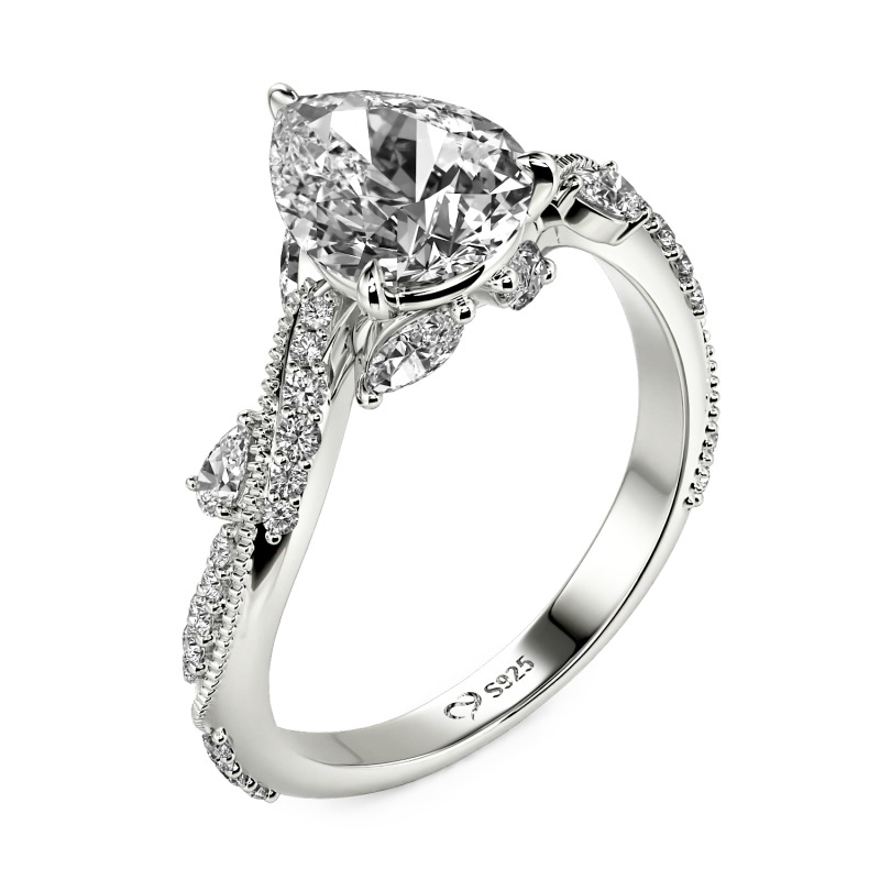 Jeulia Bypass Twisted Vine Custom Pear Shaped Engagement Ring