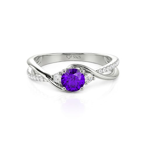 Jeulia Custom Three Stone Bypass Twist Two Tone Round Engagement Ring