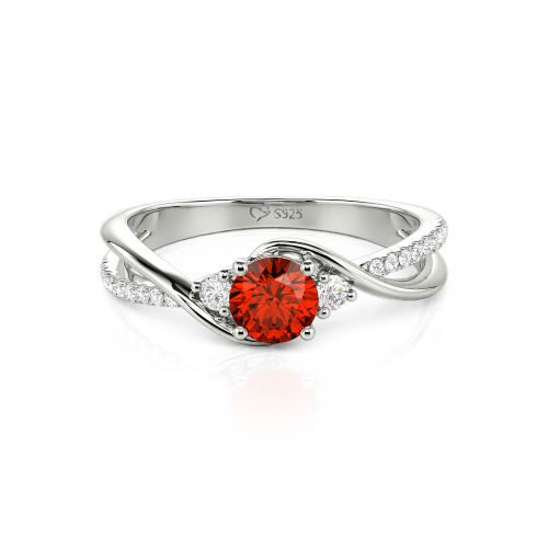 Jeulia Custom Three Stone Bypass Twist Two Tone Round Engagement Ring