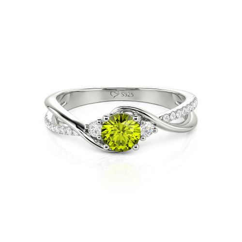 Jeulia Custom Three Stone Bypass Twist Two Tone Round Engagement Ring