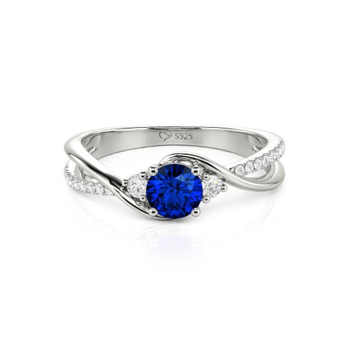 Jeulia Custom Three Stone Bypass Twist Two Tone Round Engagement Ring