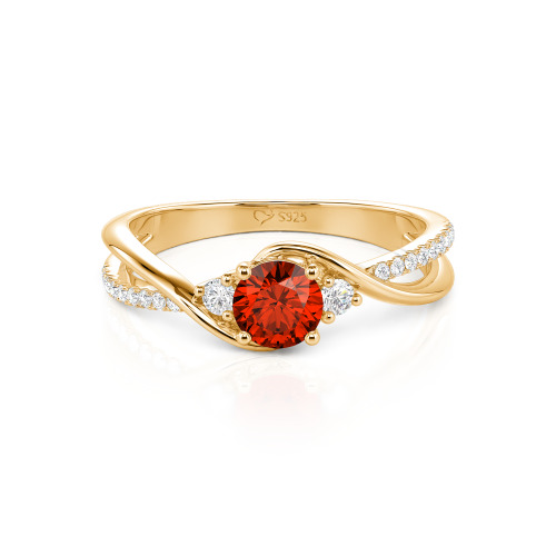 Jeulia Custom Three Stone Bypass Twist Two Tone Round Engagement Ring