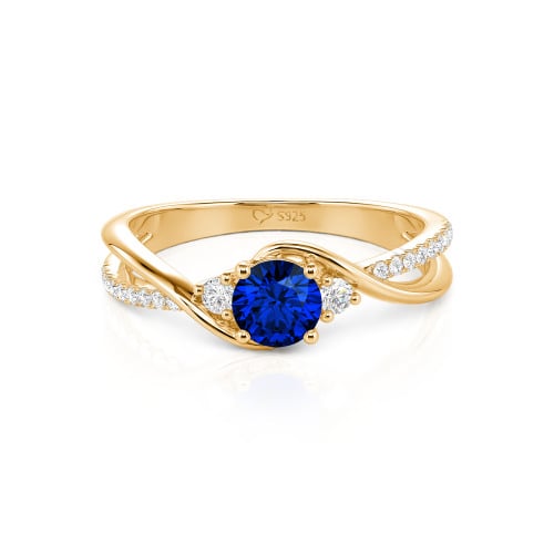 Jeulia Custom Three Stone Bypass Twist Two Tone Round Engagement Ring