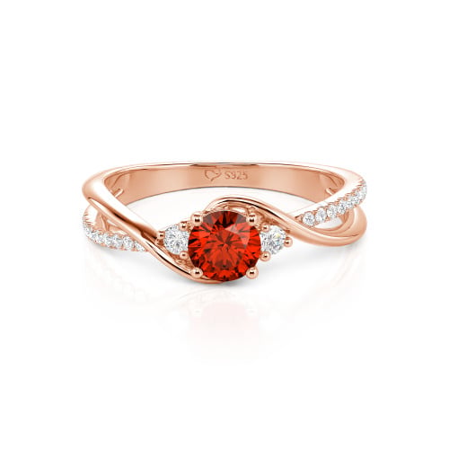 Jeulia Custom Three Stone Bypass Twist Two Tone Round Engagement Ring