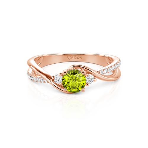 Jeulia Custom Three Stone Bypass Twist Two Tone Round Engagement Ring