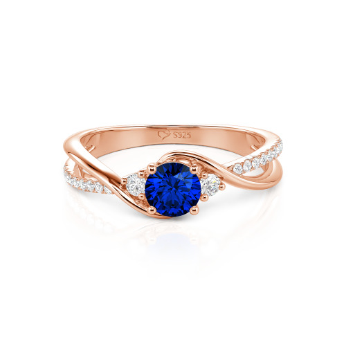 Jeulia Custom Three Stone Bypass Twist Two Tone Round Engagement Ring