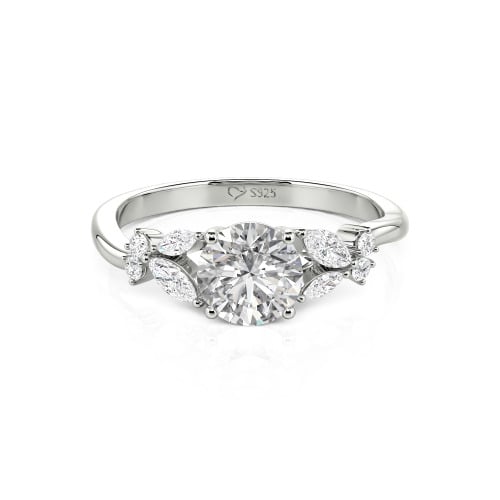 Jeulia Simple Custom Round Ring with Side Stone