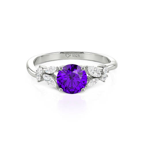 Jeulia Simple Custom Round Ring with Side Stone