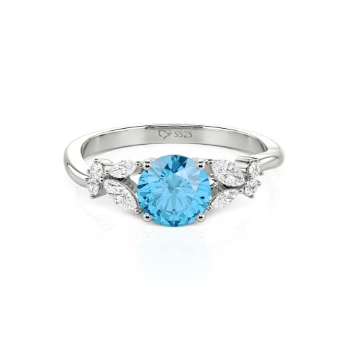 Jeulia Simple Custom Round Ring with Side Stone